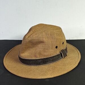 Scala Classica Dorfman Pacific 100% Hemp Fedora Safari Hat Tan Mens Large